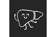 Smiling liver character chalk icon