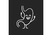 Smiling stomach character chalk icon