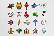 Vintage Old School Tattoo Icons Pack