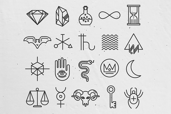 Alchemy Symbols Line Icons Pack