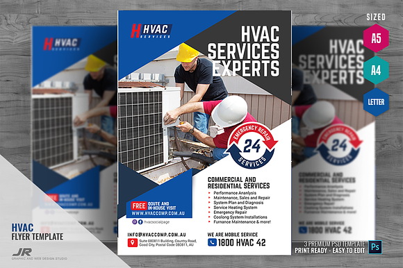 Commercial HVAC Company Flyer in Flyer Templates - product preview 4