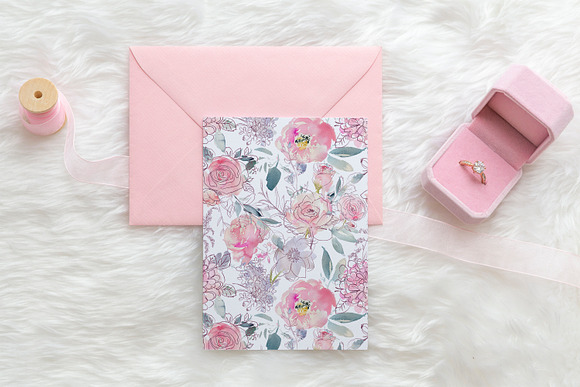 Mockup of 5" x 7" card-pink envelope in Product Mockups - product preview 1