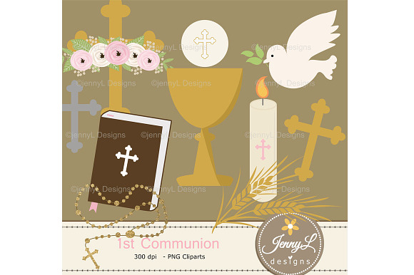 1st Communion Girl Digital Papers in Patterns - product preview 1