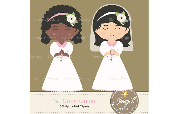 1st Communion Girl Digital Papers in Patterns - product preview 2