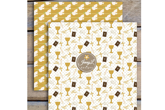 1st Communion Girl Digital Papers in Patterns - product preview 5