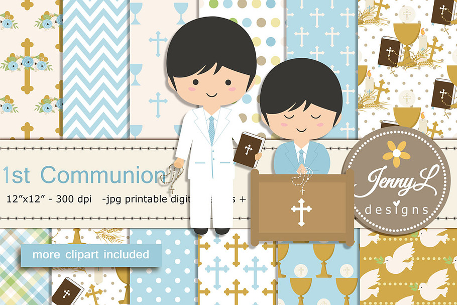 1st Communion Digital Papers in Patterns - product preview 8