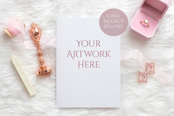 Mockup of 5"x7" card-soft pink&white