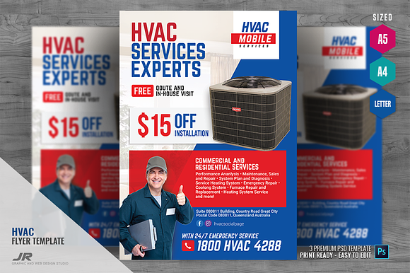 Heating and Cooling HVAC Flyer in Flyer Templates - product preview 4