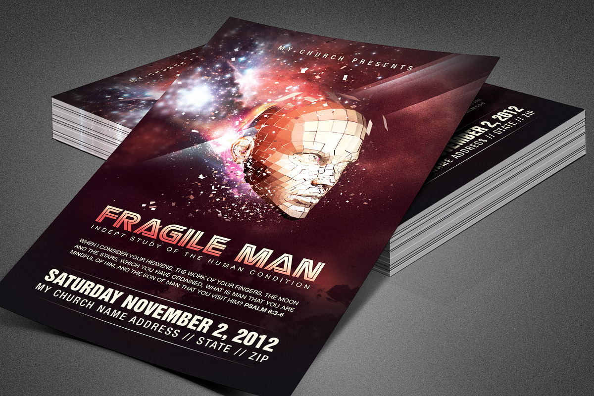 Fragile Man Church Flyer Template in Flyer Templates - product preview 8