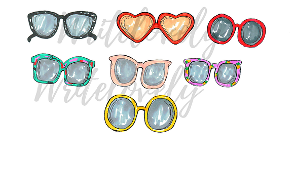 Handdrawn Summer Sunglasses Clipart in Illustrations - product preview 1