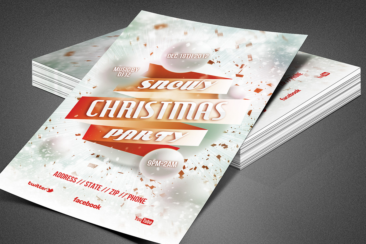 Snowy Christmas Party Flyer Template in Flyer Templates - product preview 8