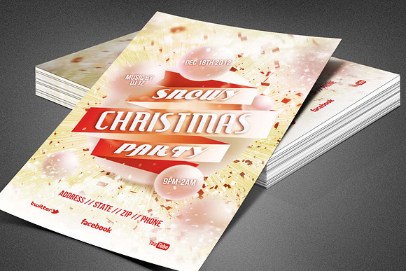 Snowy Christmas Party Flyer Template in Flyer Templates - product preview 1