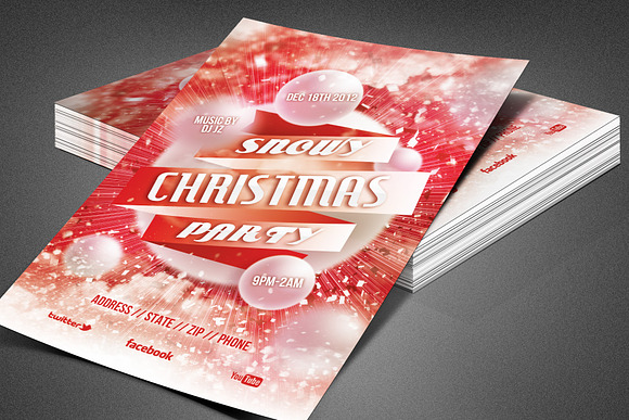 Snowy Christmas Party Flyer Template in Flyer Templates - product preview 2