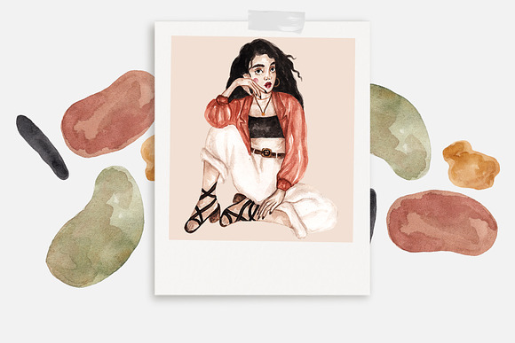 Watercolor Fashion Girls in Illustrations - product preview 1
