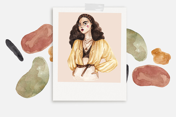 Watercolor Fashion Girls in Illustrations - product preview 2