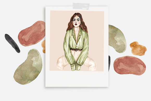Watercolor Fashion Girls in Illustrations - product preview 3