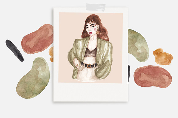Watercolor Fashion Girls in Illustrations - product preview 4