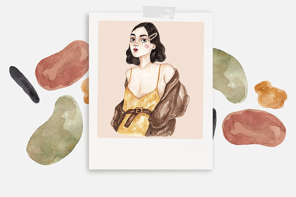 Watercolor Fashion Girls in Illustrations - product preview 5