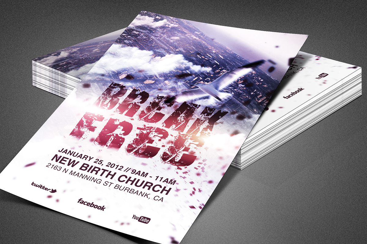 Break Free Church Flyer Template in Flyer Templates - product preview 8