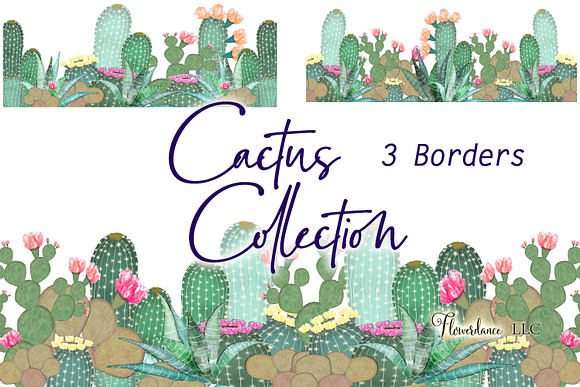 Watercolor Cactus Clipart Set in Illustrations - product preview 2