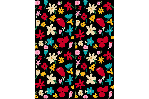 Black and Bright Flower Pattern