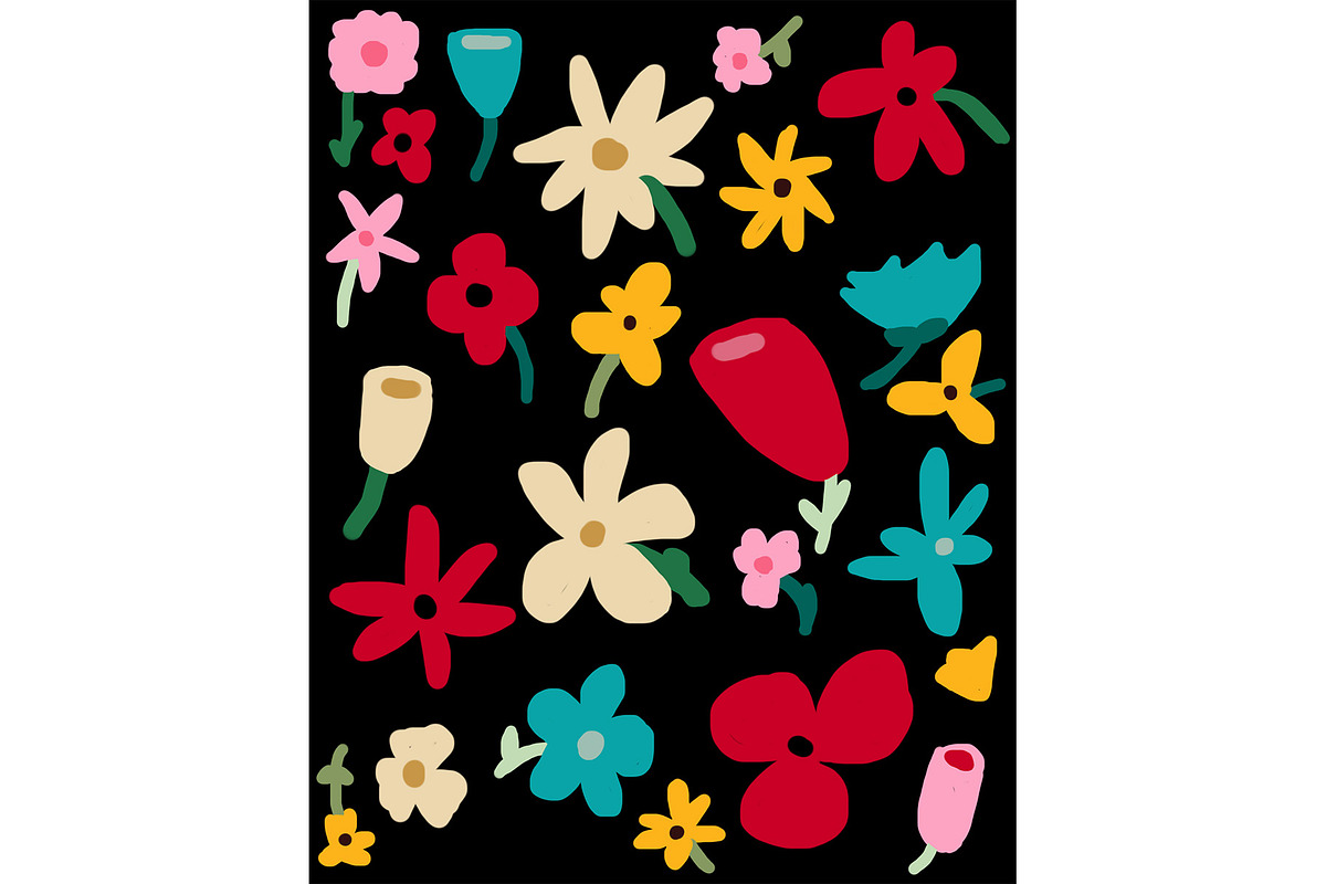 Flower Illustration on Black in Illustrations - product preview 8
