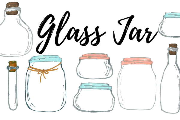 Hand Drawn Doodle Glass Jar