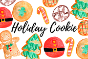 Watercolor Holiday Cookie Clipart