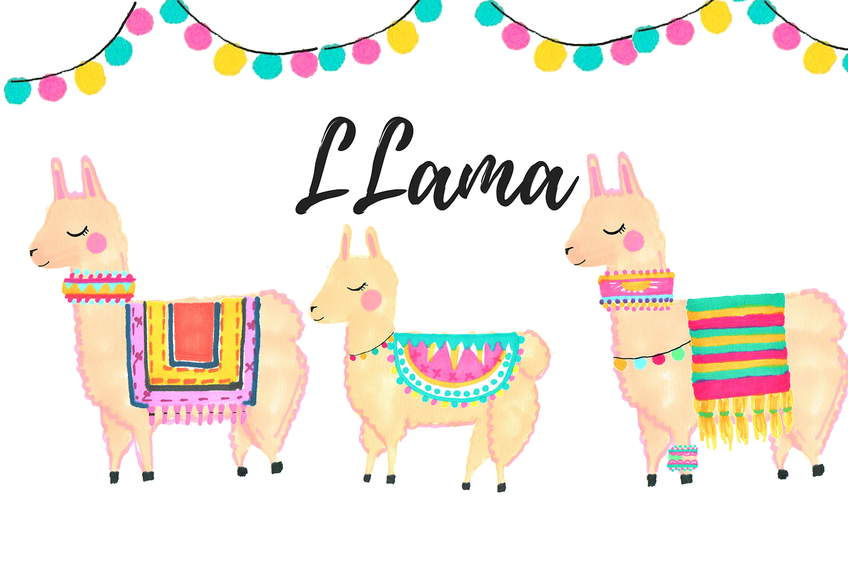 Hand Drawn Doodle Llama Clipart in Illustrations - product preview 8