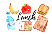 Watercolor lunch clipart