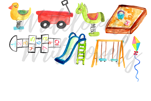 Watercolor Playground Clipart in Illustrations - product preview 1