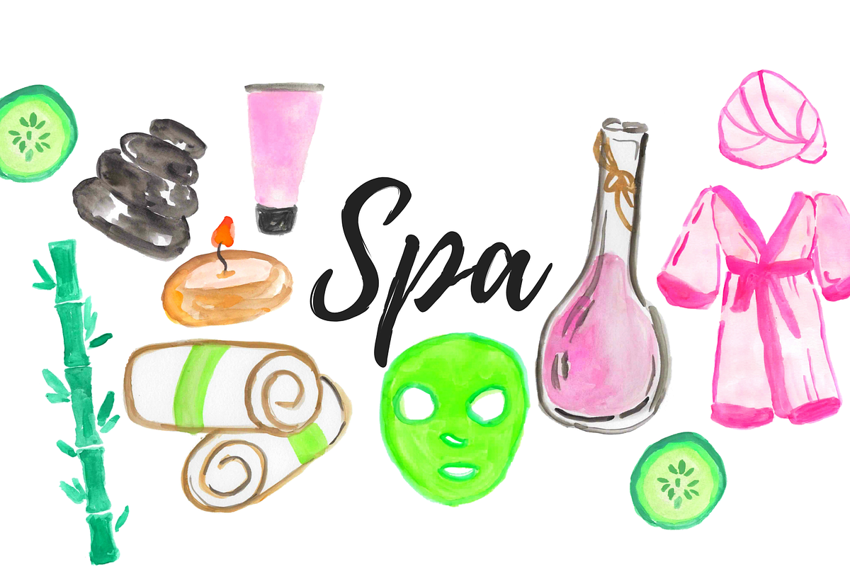 Watercolor Spa Beauty Clipart in Illustrations - product preview 8