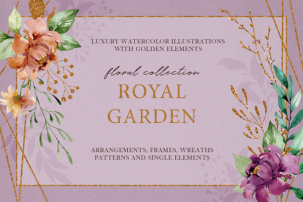Royal garden - watercolor and gold