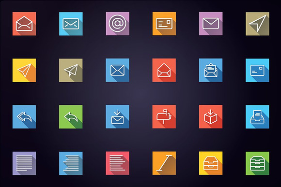 Text and Email Flat Line Icons in Icons - product preview 1