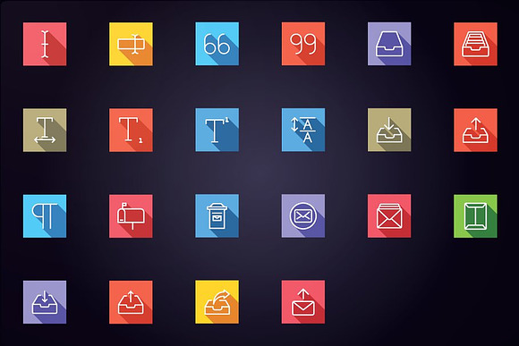 Text and Email Flat Line Icons in Icons - product preview 3