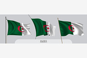 Set of Algeria waving flags vector