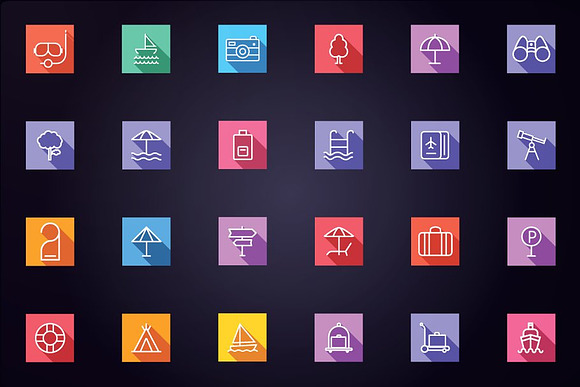 Travel and Tourism Flat Line Icons in Icons - product preview 2