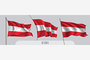 Set of Austria waving flags vector