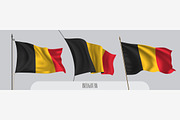 Set of Belgium waving flags vector