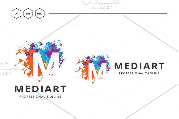 Mediart Letter M Logo in Logo Templates - product preview 3