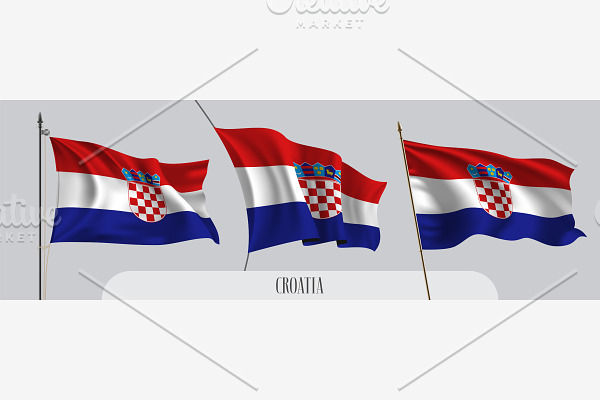 Set of Croatia waving flags vector