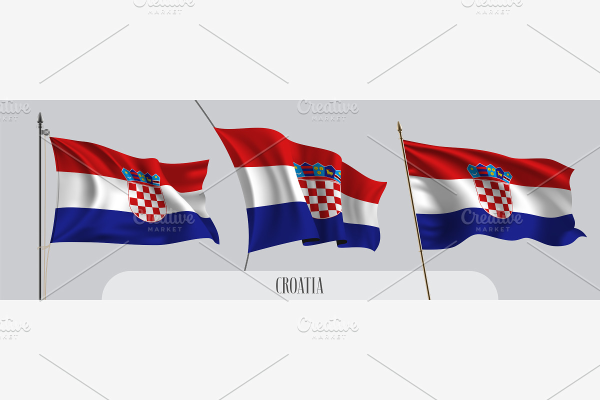 Set of Croatia waving flags vector in Illustrations - product preview 8