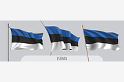 Set of Estonia waving flags vector