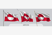 Greenland waving flags vector