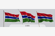 Set of Gambia waving flags vector