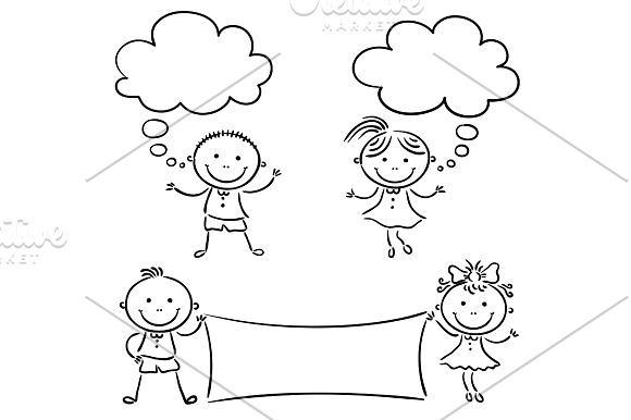Kids speech bubbles in Illustrations - product preview 1