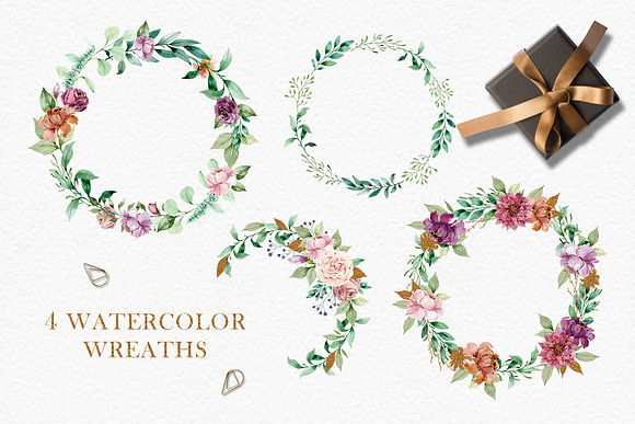 Royal garden - watercolor and gold in Illustrations - product preview 5
