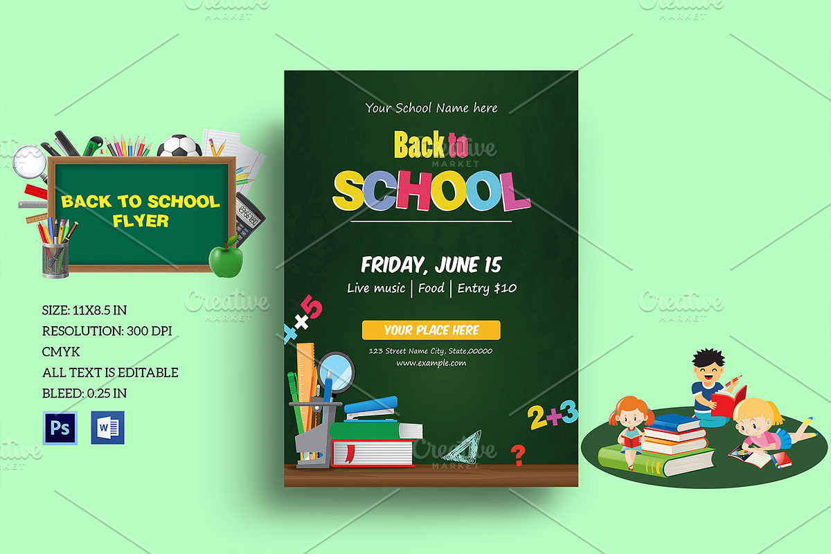 Back To School Invitation V1051 in Flyer Templates - product preview 8