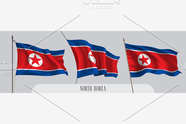 Set of North Korean flags vector