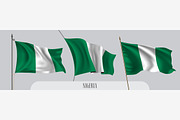 Set of Nigeria waving flags vector